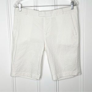Banana Republic Seersucker White Bermuda Shorts Size 6 Summer Casual Cotton